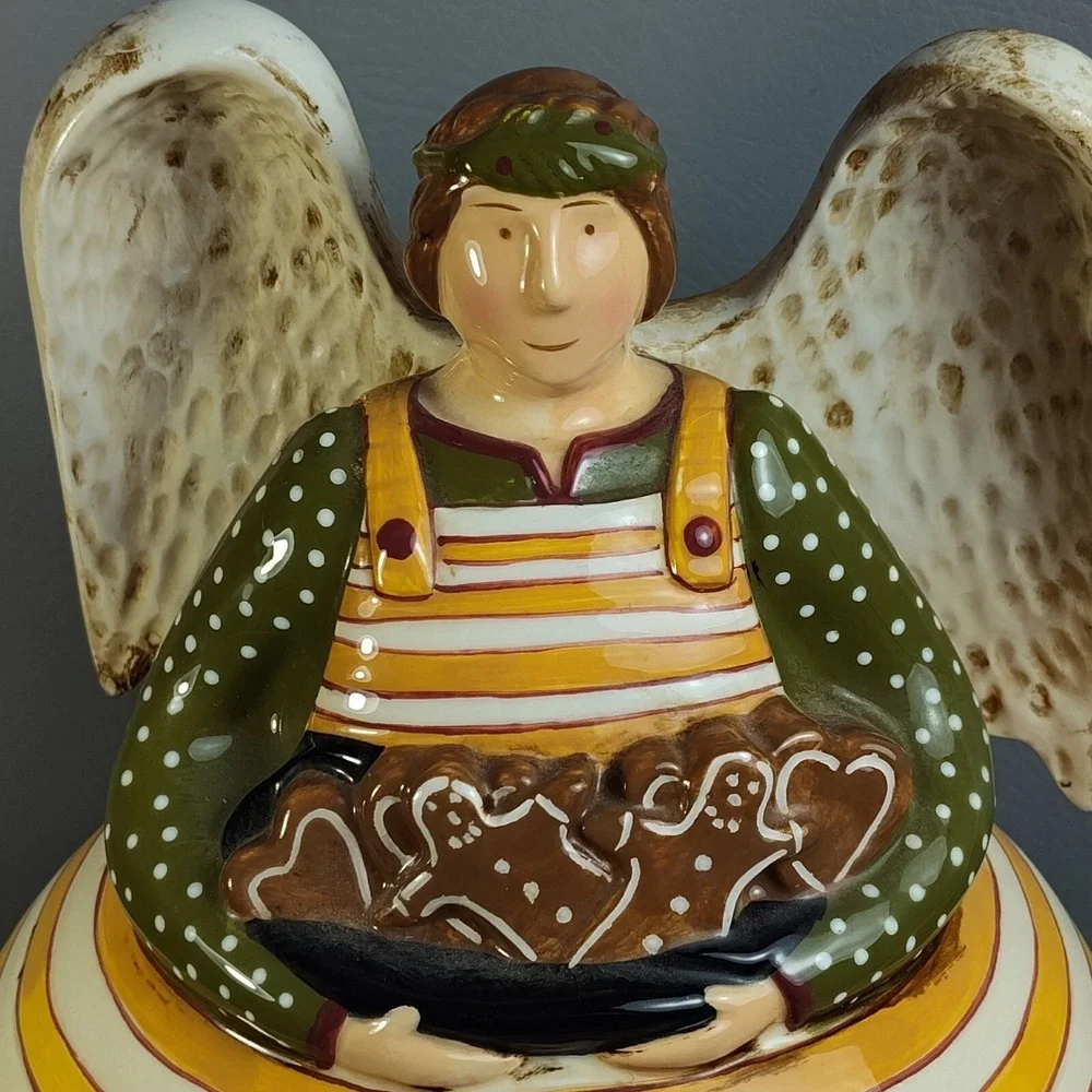 Vintage RARE‎ Department 56 Christmas Angel Cookie Jar Christmas Tradition 13